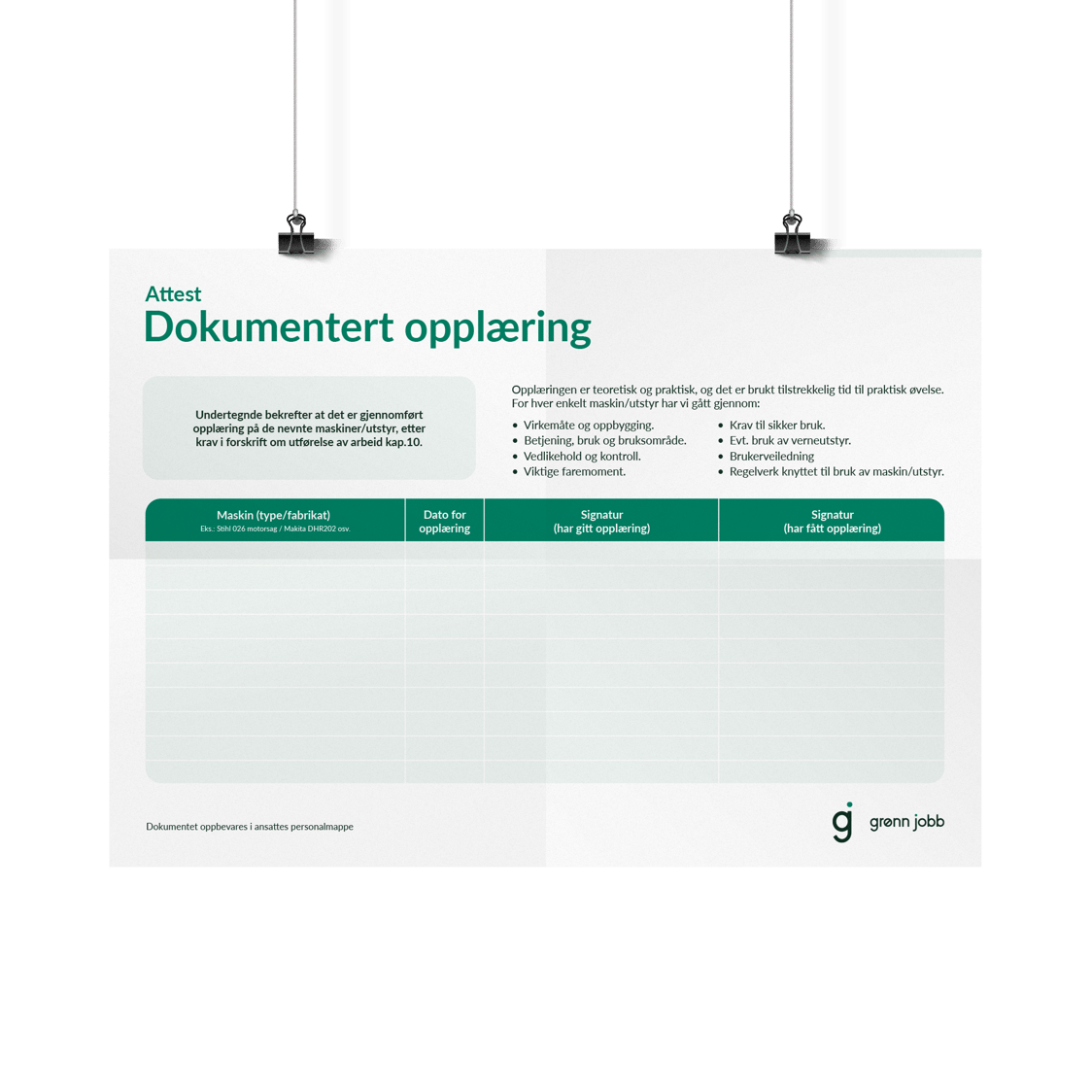 Last ned dokumentert opplæring PDF